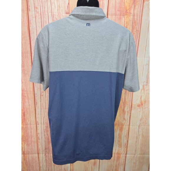 Travis Mathew Mens Polo XL Gray & Blue Pima Cotton Blend - Picture 2 of 9